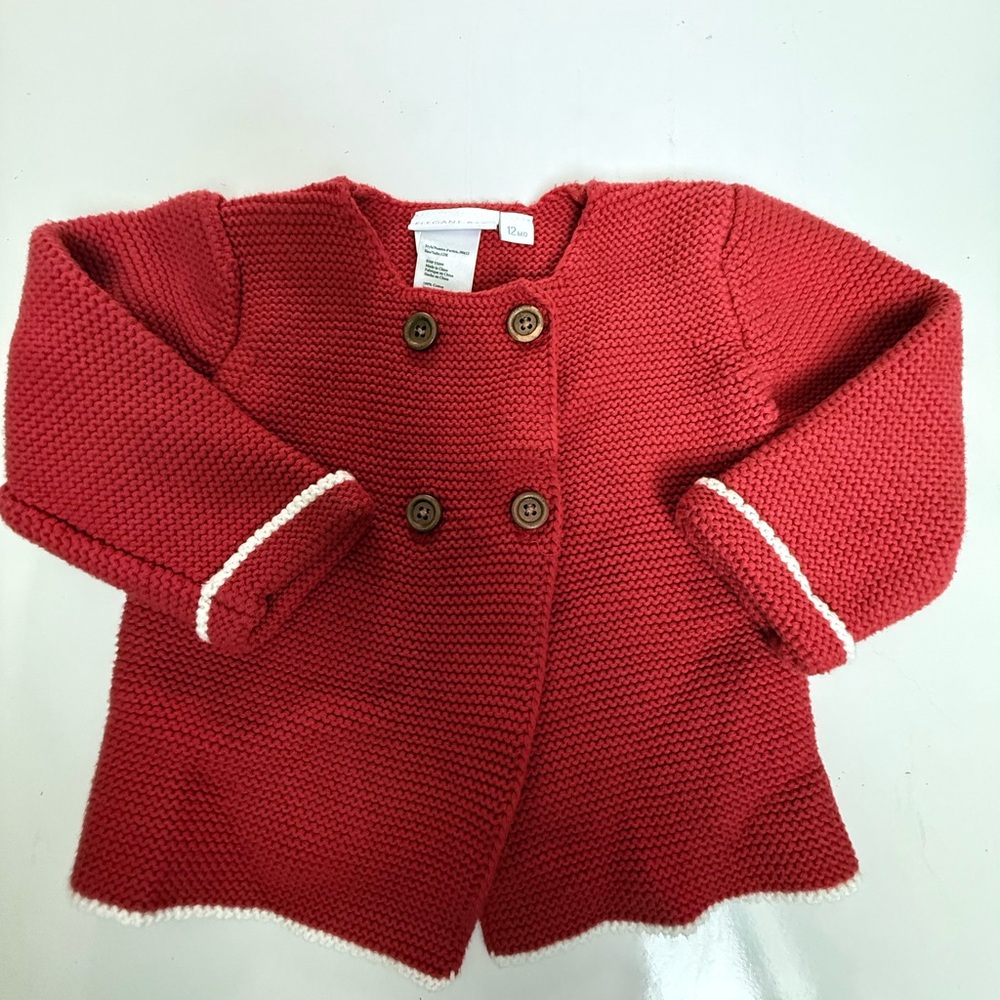Cozy Red Knit Kids Pea Coat